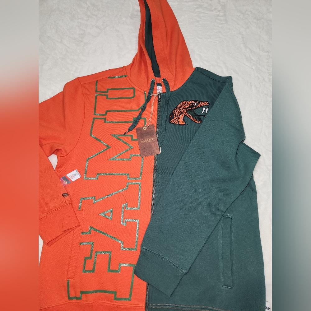 Mitchell & Ness Men's Florida A&M University Full Zip Fleece Hooded Sweatshirt